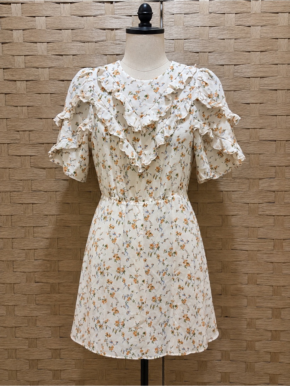Reformation Floral Ruffle Mini Dress Cottagecore Boho Romantic Vintage Style 2 - Picture 1 of 6